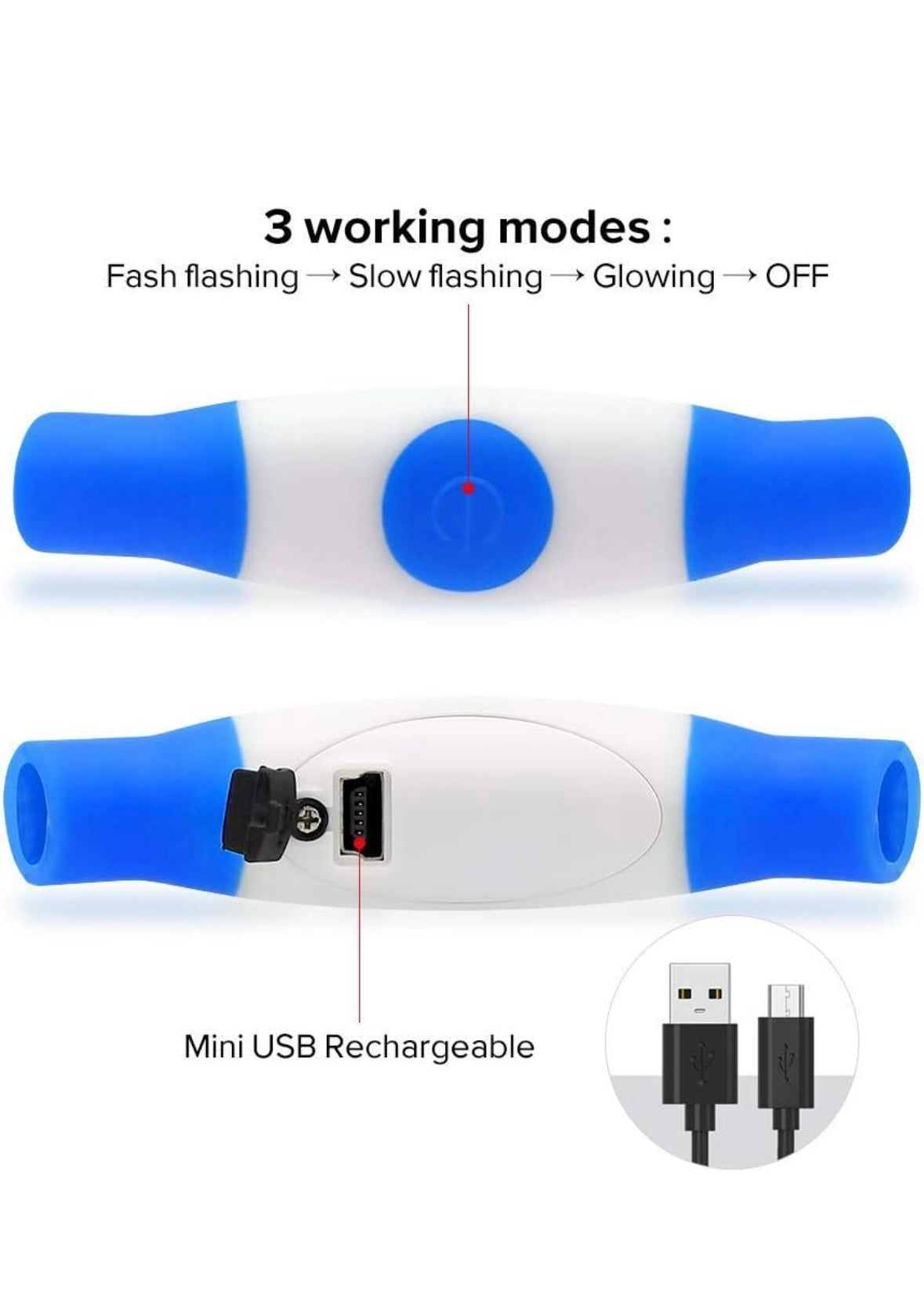 Light up Collar, cut to size, comes with charger