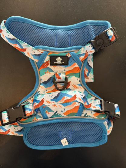Bark’nridge Mountain Dog Harness, collars, leashes, poop bag carrier and bow tie